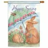 Breeze Decor Bunnies With Umbrella, Decorative Vertical House Flag 28"x40"