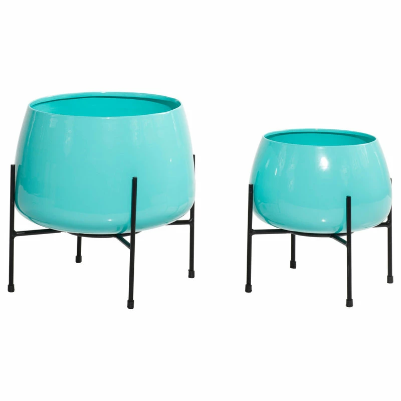 Brimfield & May Modern Teal Metal Planter 51973 10 Brimfield & May Modern Teal Metal Planter 51973 - Image 8