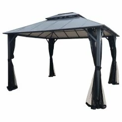 HIO 12 Ft. X 10 Ft. Outdoor Patio Gazebo With Double Roof And Netting