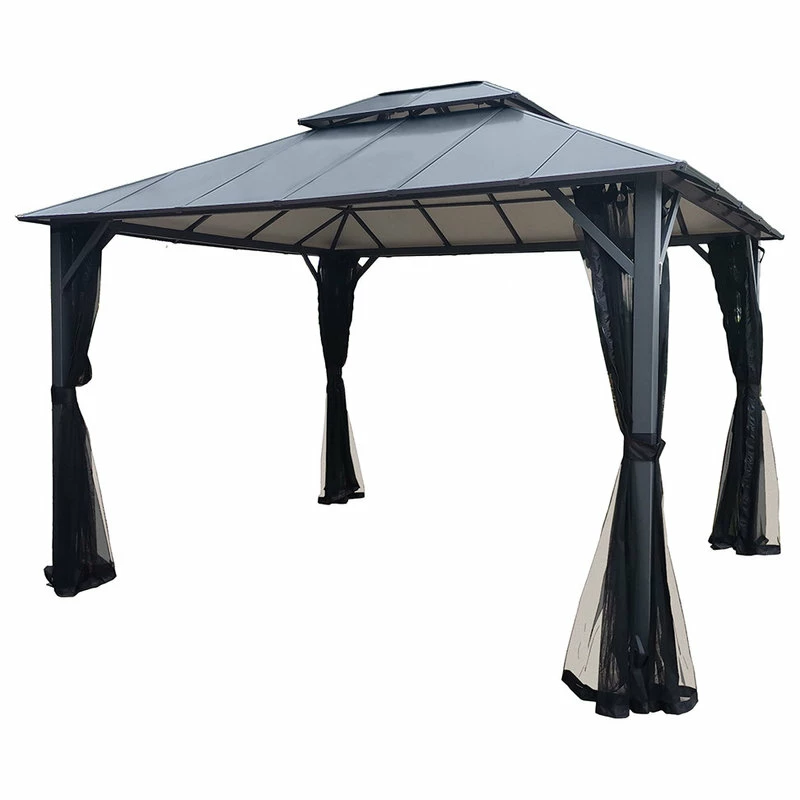 HIO 12 Ft. X 10 Ft. Outdoor Patio Gazebo With Double Roof And Netting