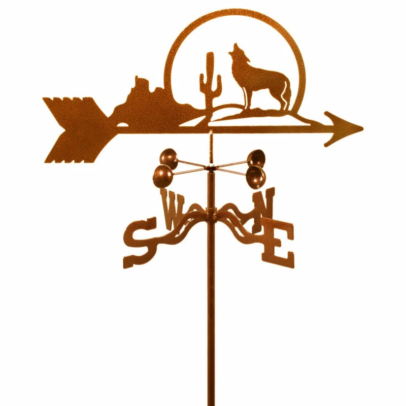 EZ Vane LLC Coyote With Cactus Weathervane With Post Mount