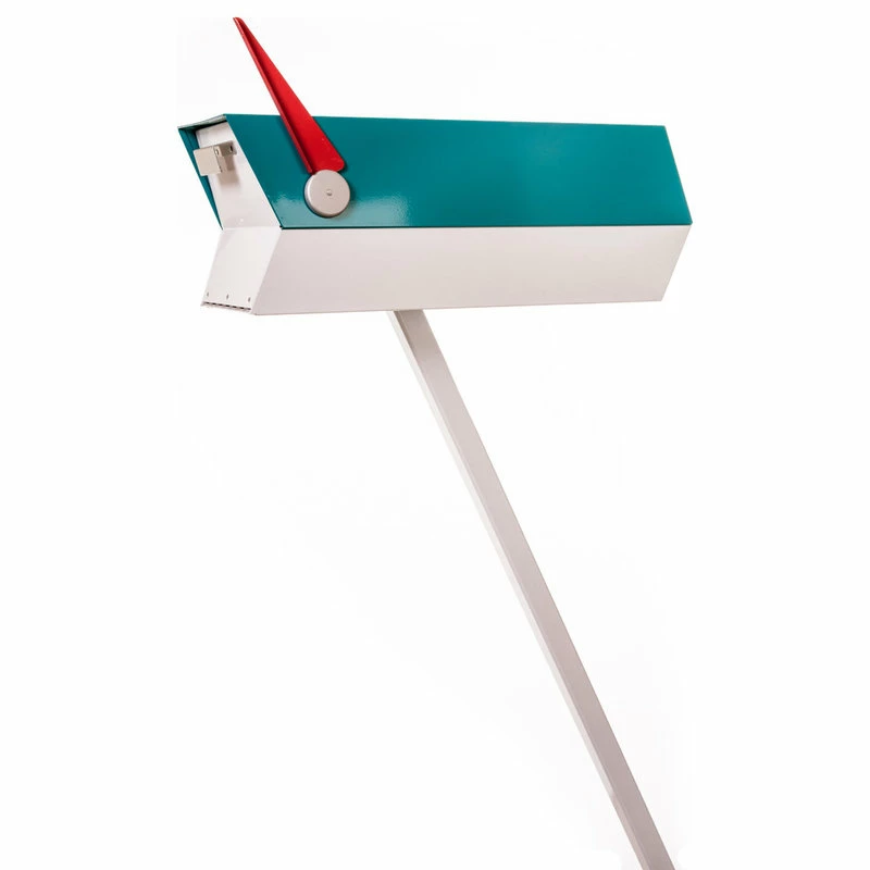 Modbox USA, Inc. ModboxUSA Mid-Century Modern Curbside Mailbox | Two Tone, Turquoise And White - Image 3