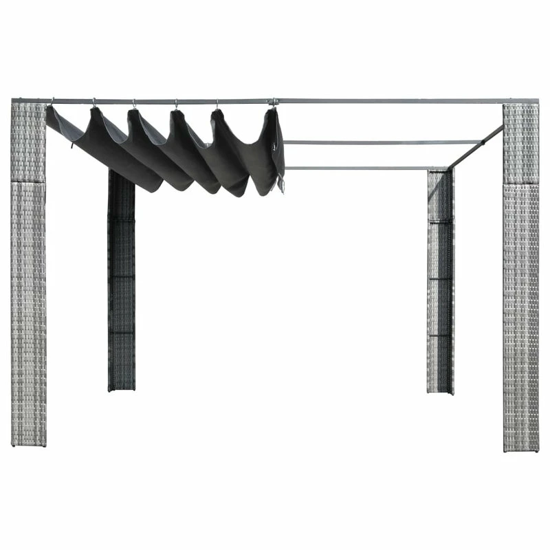 Vida XL International B.V. VidaXL Gazebo With Sliding Roof Poly Rattan 118.1" Gray And Anthracite Canopy 4 Vida XL International B.V. VidaXL Gazebo With Sliding Roof Poly Rattan 118.1" Gray And Anthracite Canopy - Image 2