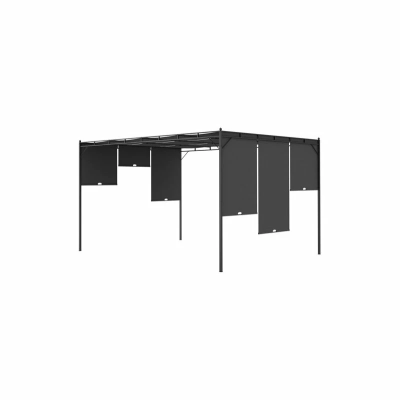 Vida XL International B.V. VidaXL Garden Gazebo With Side Curtain 157.5"x118.1"x88.6" Anthracite Sunshade - Image 5