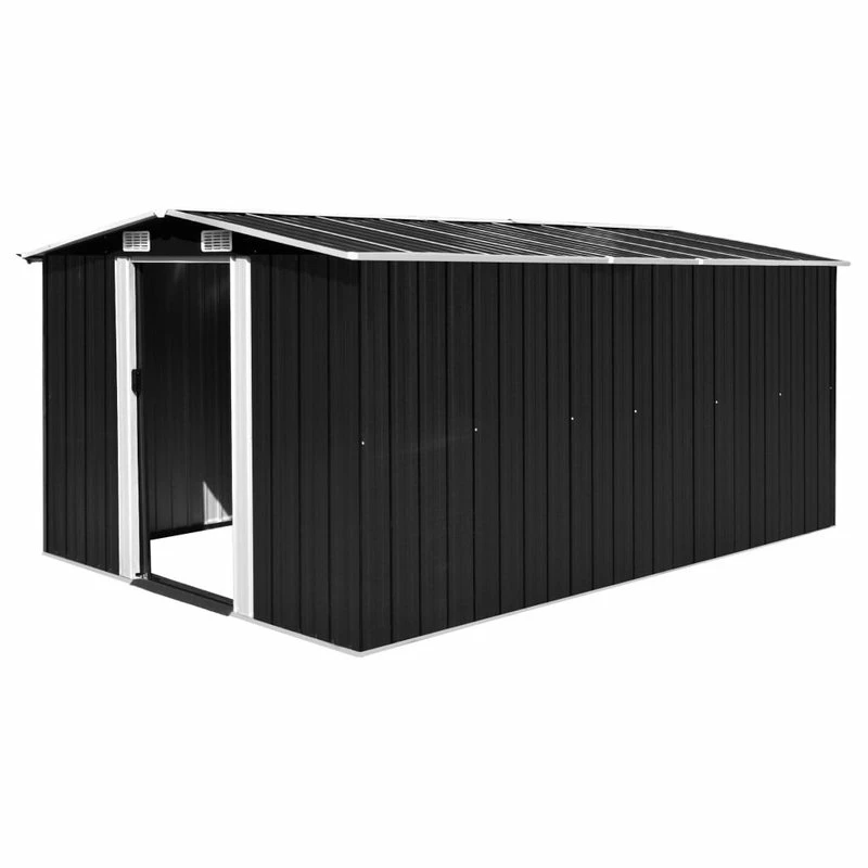 Vida XL International B.V. VidaXL Garden Shed With Sliding Doors 154.3" Metal Anthracite Tool Log Cabin 3 Vida XL International B.V. VidaXL Garden Shed With Sliding Doors 154.3" Metal Anthracite Tool Log Cabin