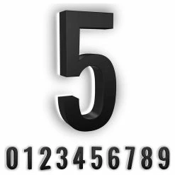 Modern Lights 5 In ABS Backlit LED Floating Address Number, Up-Scale Modern Look LumaNumbers,
