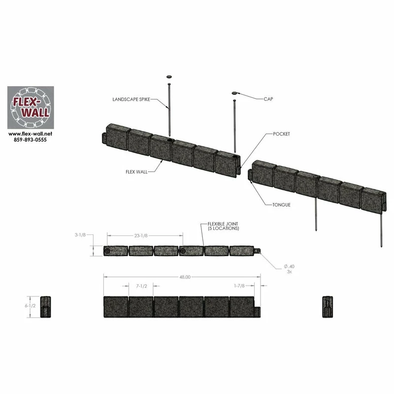 Flex Wall True Form Plastic Flex-Wall Landscape Edging, Cobblestone - Image 5
