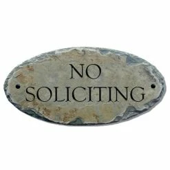 T. MICHAEL STDUIOS Reclaimed Slate No Soliciting Sign /Plaque