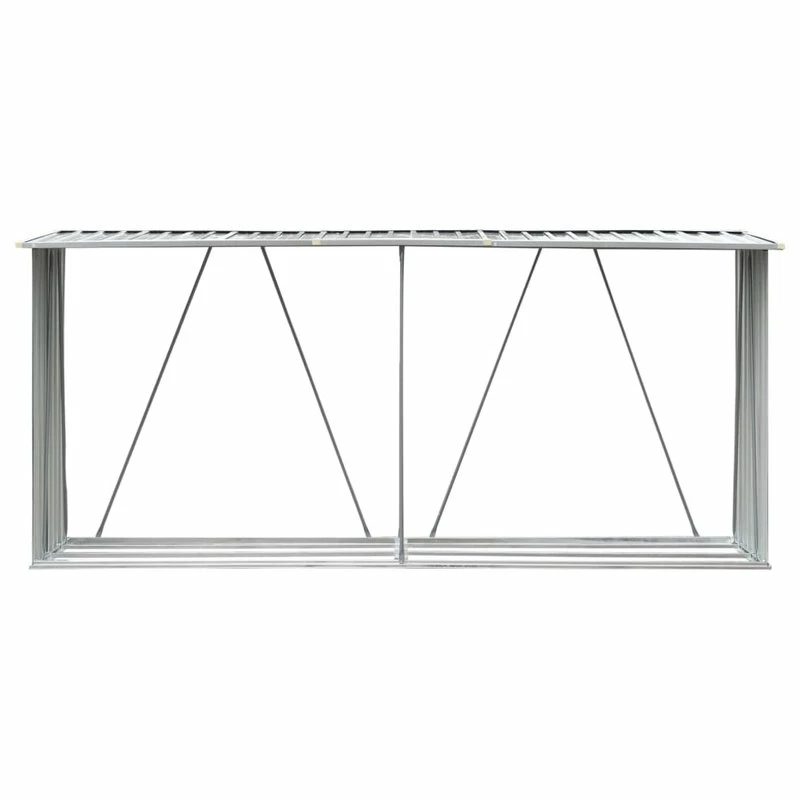 Vida XL International B.V. VidaXL Garden Log Storage Shed Galvanized Steel 129.9" Gray Outdoor Firewood 5 Vida XL International B.V. VidaXL Garden Log Storage Shed Galvanized Steel 129.9" Gray Outdoor Firewood - Image 3