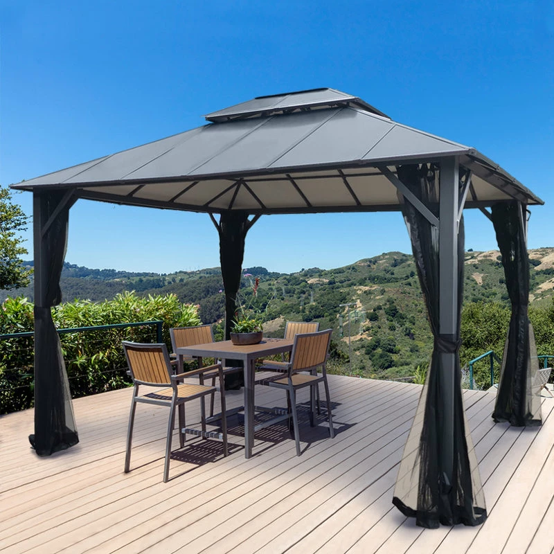 HIO 12 Ft. X 10 Ft. Outdoor Patio Gazebo With Double Roof And Netting - Image 2