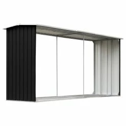 Vida XL International B.V. VidaXL Garden Log Storage Shed Galvanized Steel Anthracite Firewood Outdoor