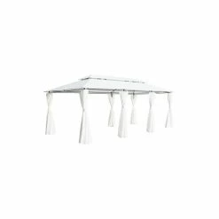 Vida XL International B.V. VidaXL Gazebo With Curtains White Garden Canopy Sun Shelter Sunshade Partytent