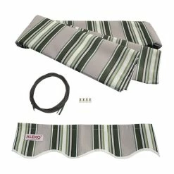 Aleko Products Awning Fabric For Retractable Awning, Multistriped Green, 20'x10'