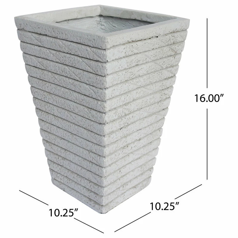 GDFStudio GDF Studio Hedy Square Lightweight Concrete Garden Decorative Urn Planter, Antiq - Image 5