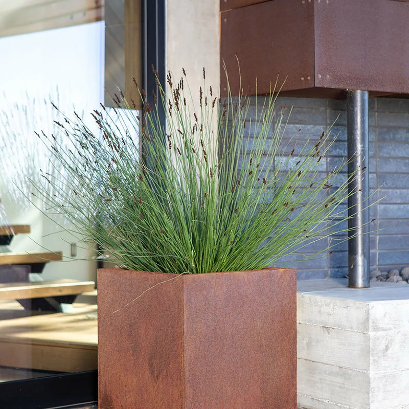 Veradek Metallic Series Corten Steel Cube Planter, Large - Image 4
