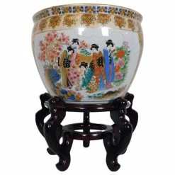 Oriental Furnishings Chinese Porcelain Fish Bowl Planter, Satsuma Geishas, 14" 13 Oriental Furnishings Chinese Porcelain Fish Bowl Planter, Satsuma Geishas, 14" -EZ Vane Shop 82e11ae60307ef45 4730 w800 h800 b1 p0