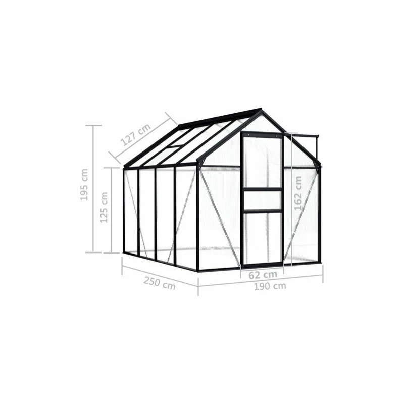 Vida XL International B.V. VidaXL Greenhouse Anthracite Aluminum 51.1 Ft² Garden Shed Plant Conservatory 7 Vida XL International B.V. VidaXL Greenhouse Anthracite Aluminum 51.1 Ft² Garden Shed Plant Conservatory - Image 5