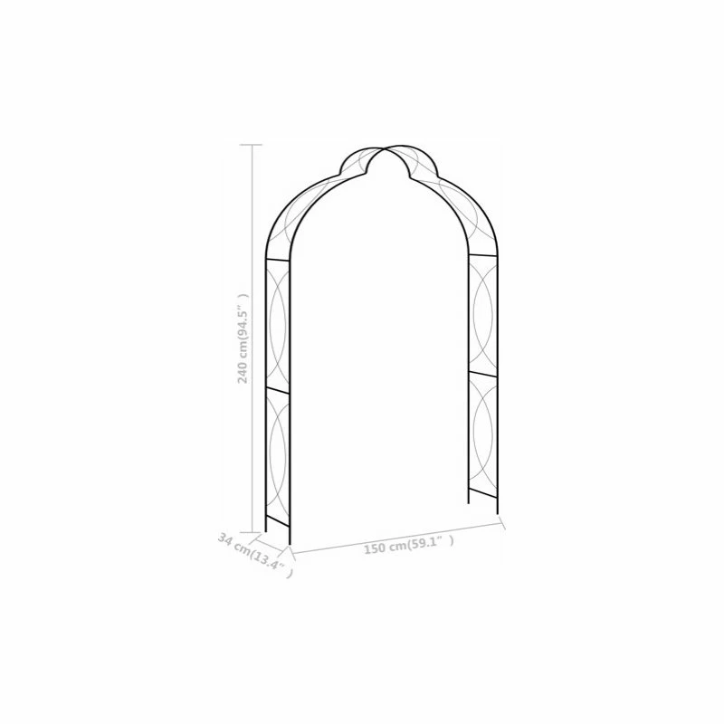 Vida XL International B.V. VidaXL Garden Arch Black Iron Trellis Outdoor Home Rose Archway Arbor Pergola - Image 5