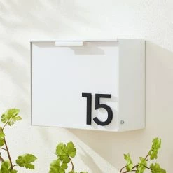 Modern Aspect Cubby Wall Mounted Mailbox + House Numbers, Lock Included, Outgoing Flag, White, With Numbers