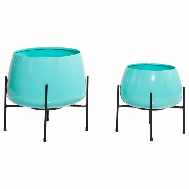 Brimfield & May Modern Teal Metal Planter 51973 5 Brimfield & May Modern Teal Metal Planter 51973 - Image 3