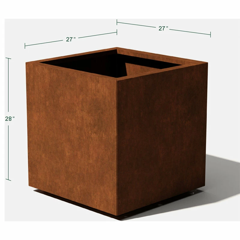 Veradek Metallic Series Corten Steel Cube Planter, Large - Image 5