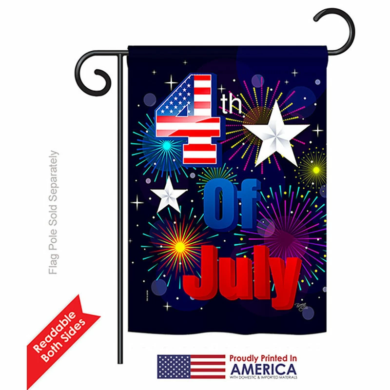 Breeze Decor Fireworks July 4th Americana, Seasonal Fourth Of July Garden Flag 13"x18.5" - Image 2