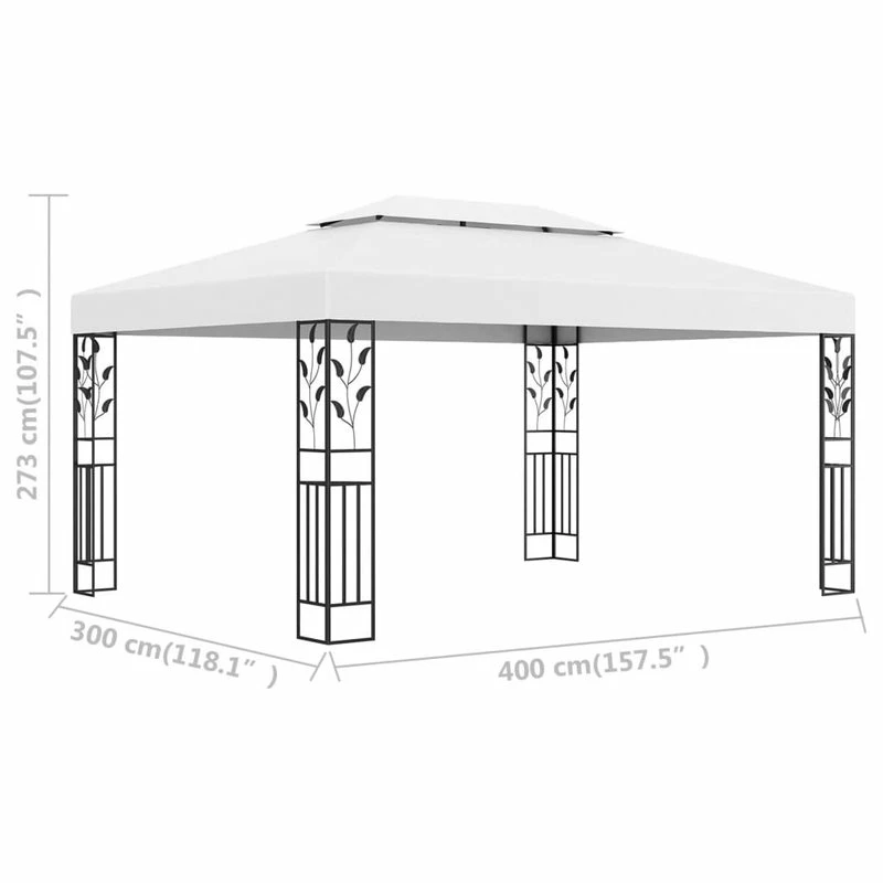 Vida XL International B.V. VidaXL Gazebo With Double Roof 9.8'x13.1' White Garden Outdoor Patio Sunshade - Image 6