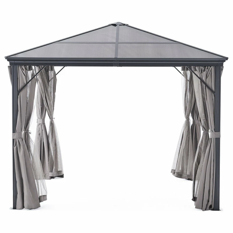 GDFStudio GDF Studio Bali Outdoor 10'x10' Aluminum Framed Gazebo With Curtains, Gray/Black 13 GDFStudio GDF Studio Bali Outdoor 10'x10' Aluminum Framed Gazebo With Curtains, Gray/Black - Image 11