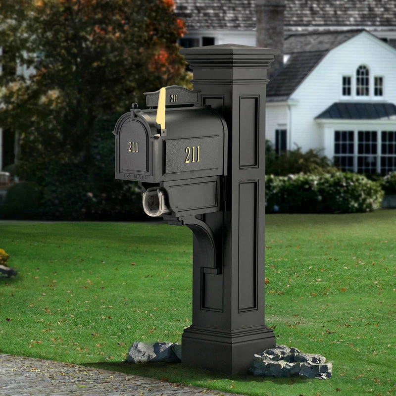 Mayne - Outdoor Products Of Distinction 13"W X 30"D X 64"H Liberty Mailbox Post, Black - Image 2