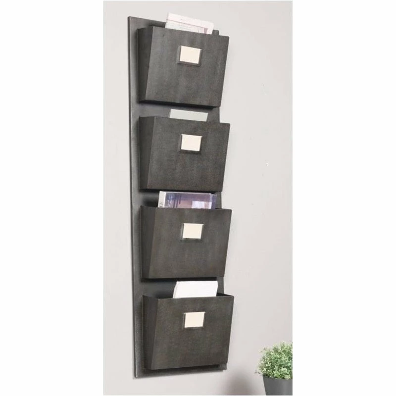 Pemberly Row 4 Slot Wall Mounted Mailbox In Rustic Gray - Image 3