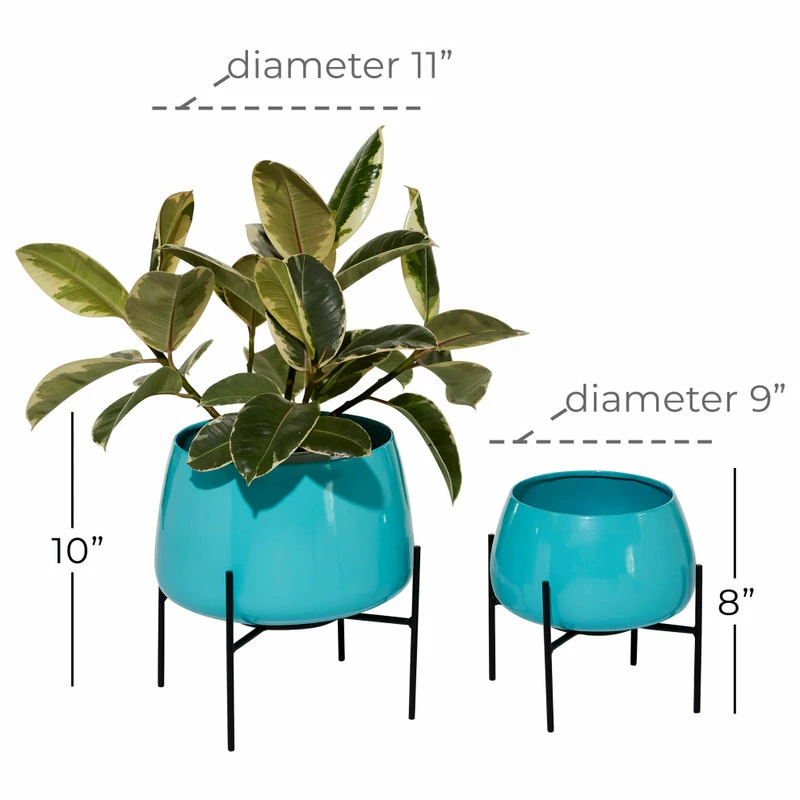 Brimfield & May Modern Teal Metal Planter 51973 8 Brimfield & May Modern Teal Metal Planter 51973 - Image 6