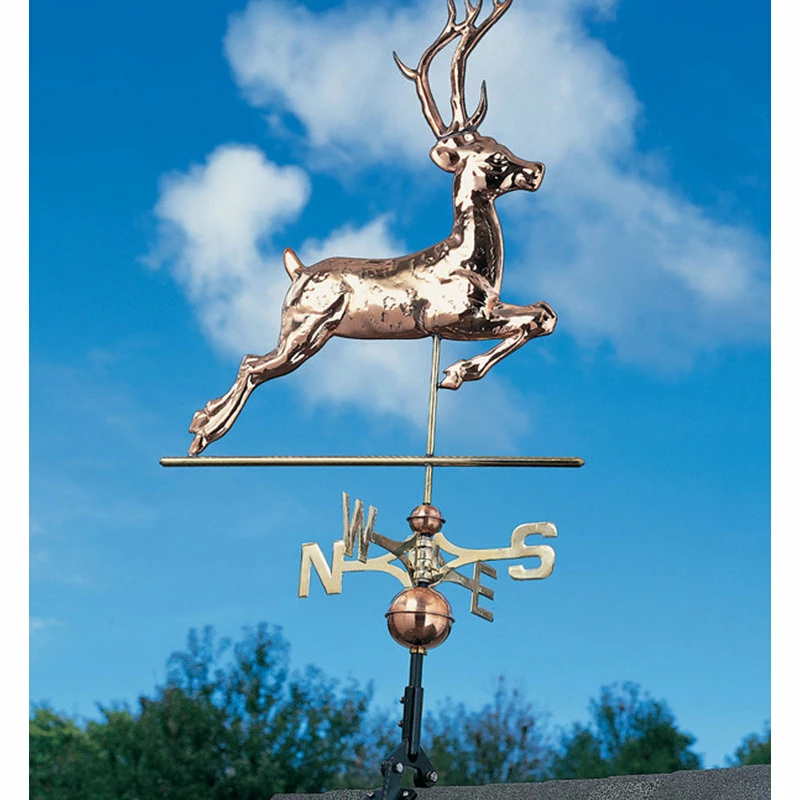 Whitehall Products 26"x2"x52" Copper Deer Classic Directions Weathervane, Polished - Image 2