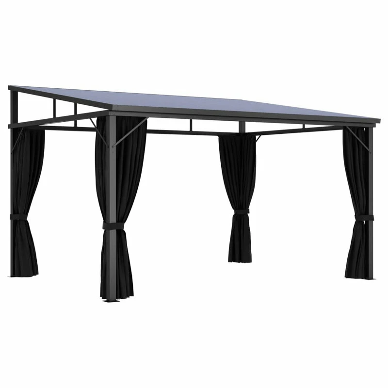 Vida XL International B.V. VidaXL Gazebo With Curtain Anthracite Garden Canopy Shelter Party Tent Marquee 5 Vida XL International B.V. VidaXL Gazebo With Curtain Anthracite Garden Canopy Shelter Party Tent Marquee - Image 3