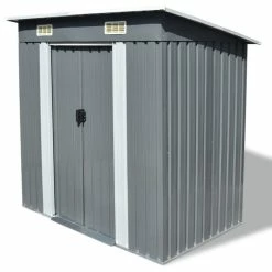 Vida XL International B.V. VidaXL Garden Shed Metal Gray 74.8"x48.8"x71.3" Garage Tool Storage House