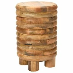 Decor Love Mid Century Modern End Table, Unique Design Constructed With Mango Wood, Natural