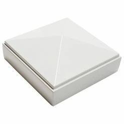 Decorex Hardware 2.5"x2.5" Aluminium Pyramid Post Cap Metal Posts, Pressure Fit, White (DHPPC25W)