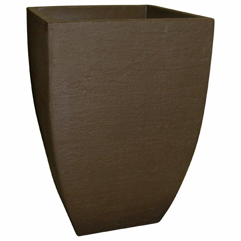 Japi Pottery Square Modern Pot Charcoal, Coffee, 14.5"x21.2"