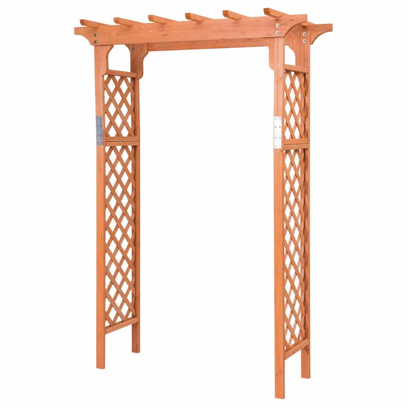 Costway Arbor Over 7FT High Wooden Garden Arch Trellis Pergola Outdoor Plant