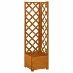 Vida XL International B.V. VidaXL Solid Firwood Corner Trellis Planter Orange Wooden Flower Plant Support
