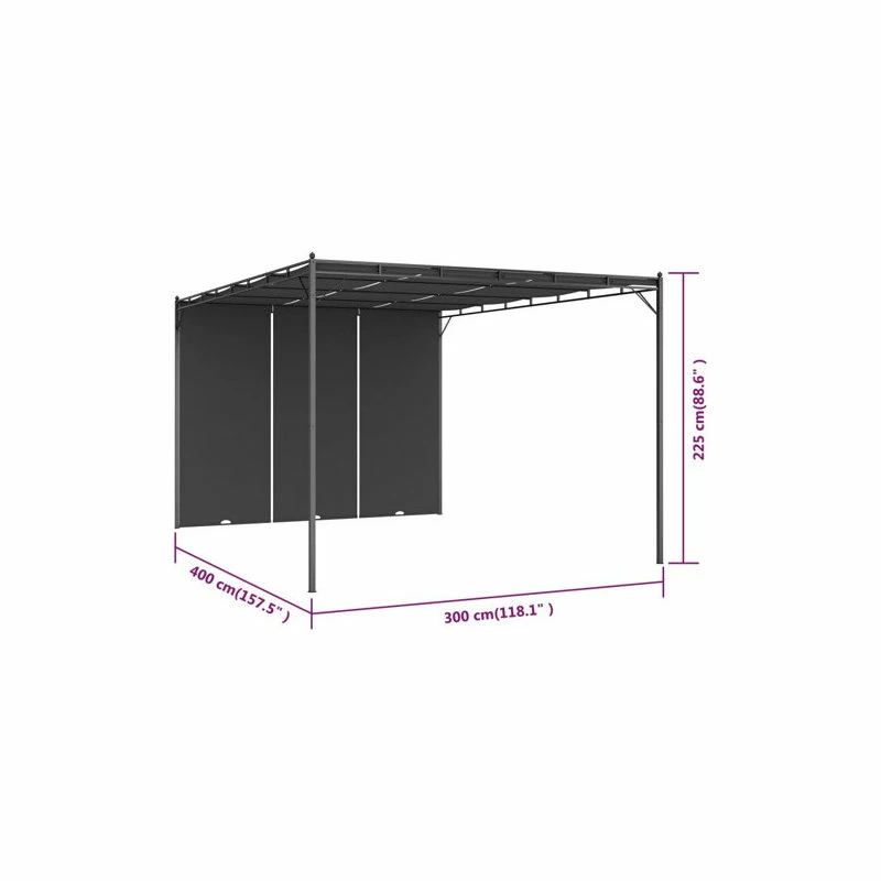 Vida XL International B.V. VidaXL Garden Gazebo With Side Curtain 157.5"x118.1"x88.6" Anthracite Sunshade - Image 8
