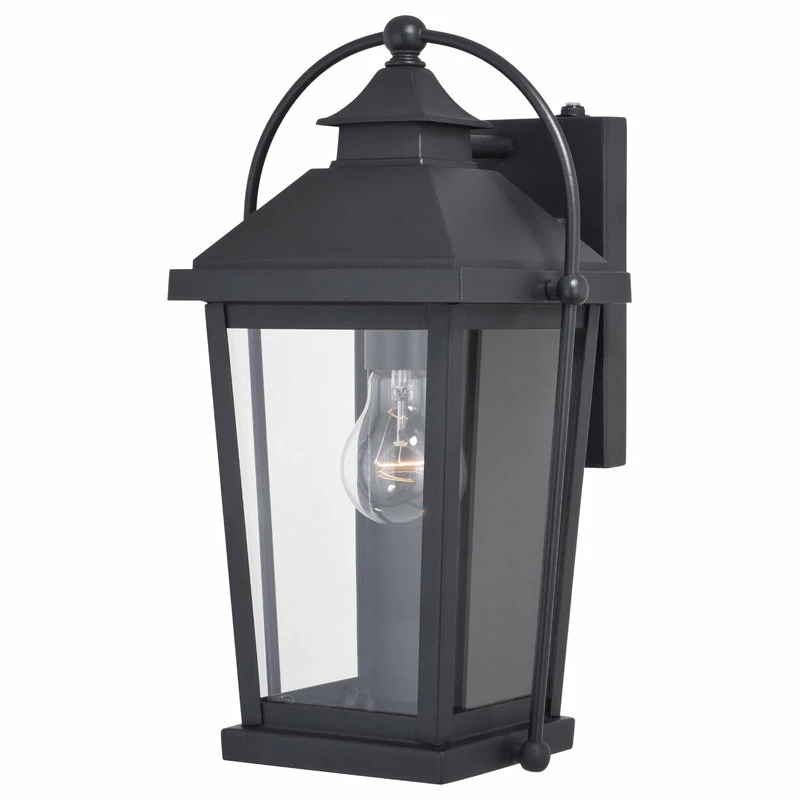 Vaxcel Lexington Dusk To Dawn Black Outdoor Wall Lantern Light Clear Glass, 7.75-in. W