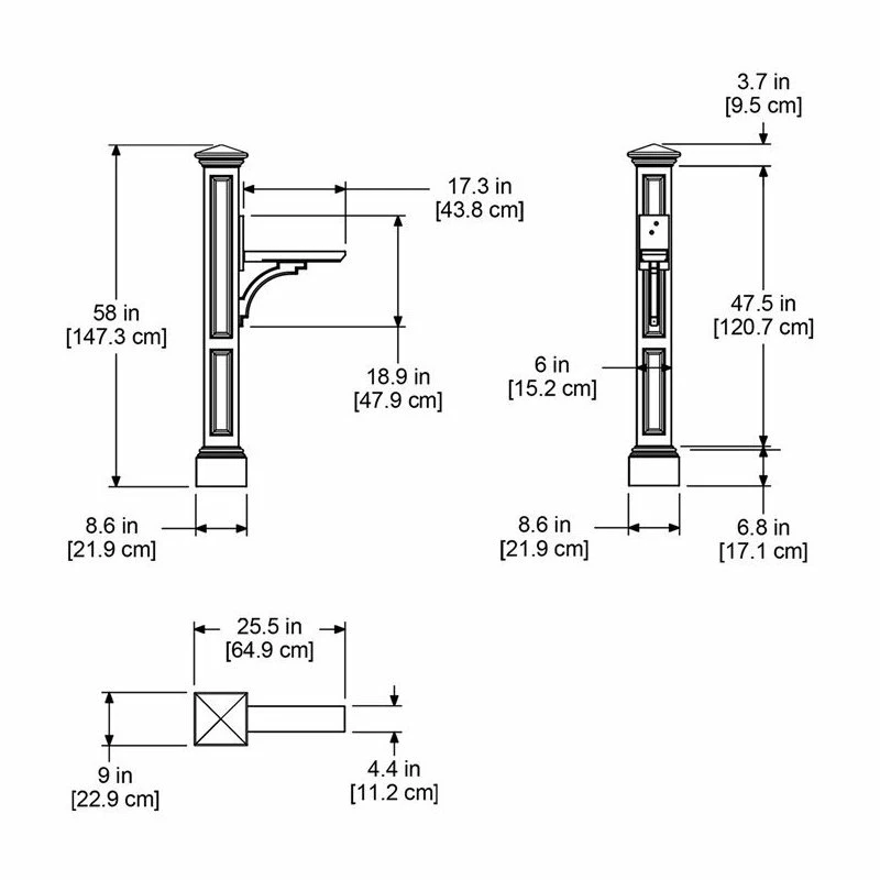 Mayne - Outdoor Products Of Distinction Mayne Charleston Traditional Plastic Mail Post In Graphite Gray - Image 2
