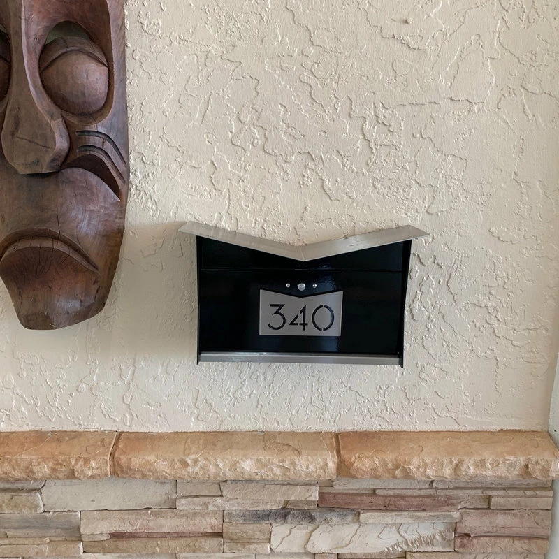 Tibor Inc / Tedstuff ButterFly Box: Contemporary, Modern, Wall-Mounted Mailbox, Black & Stainless - Image 2