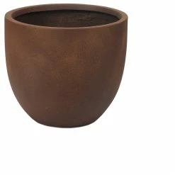 LuxenHome Round Rusty Brown MgO Planter, Large