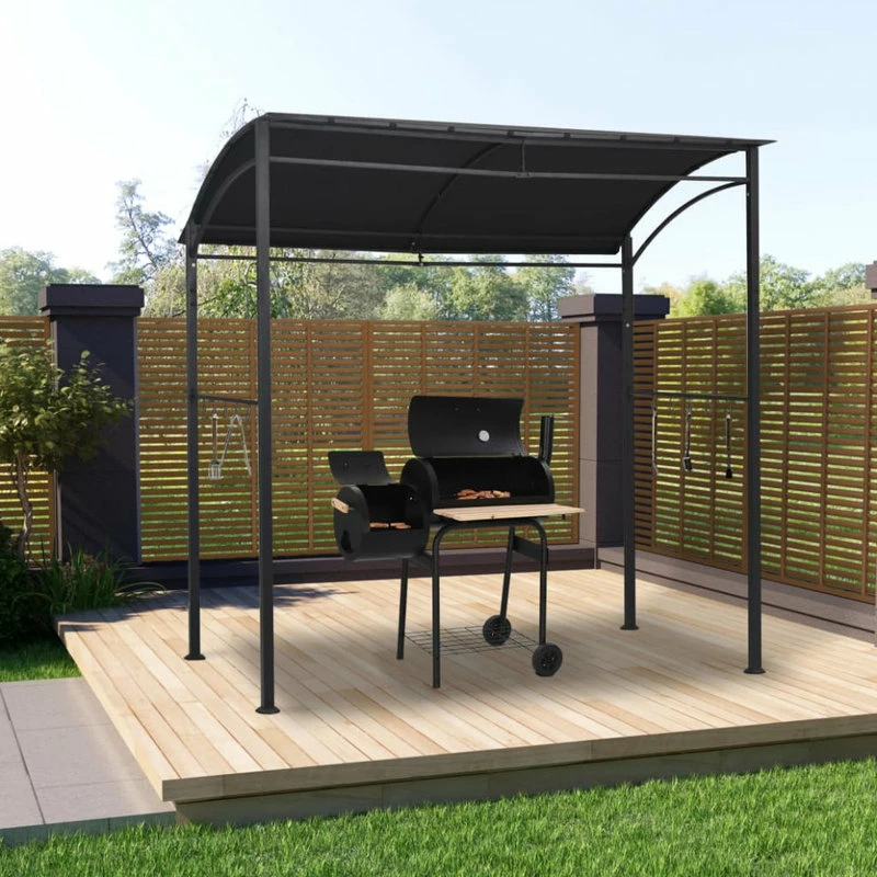 Vida XL International B.V. VidaXL BBQ Gazebo Anthracite Steel Outdoor Canopy Shelter Party Tent Marquee 4 Vida XL International B.V. VidaXL BBQ Gazebo Anthracite Steel Outdoor Canopy Shelter Party Tent Marquee - Image 2