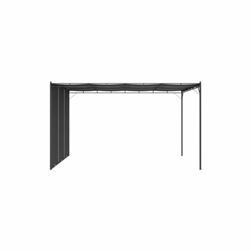 Vida XL International B.V. VidaXL Garden Gazebo With Side Curtain 157.5"x118.1"x88.6" Anthracite Sunshade - Image 3