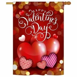 Breeze Decor Beloved Valentine's Day Spring Valentines Vertical 28"x40" Double Sided Flag, 28