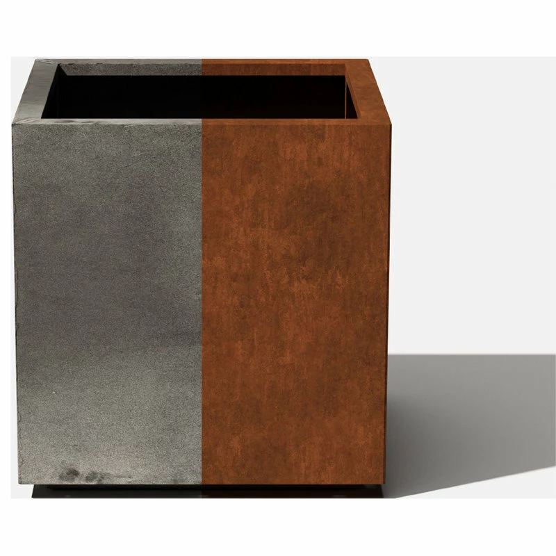 Veradek Metallic Series Corten Steel Cube Planter, Large - Image 6