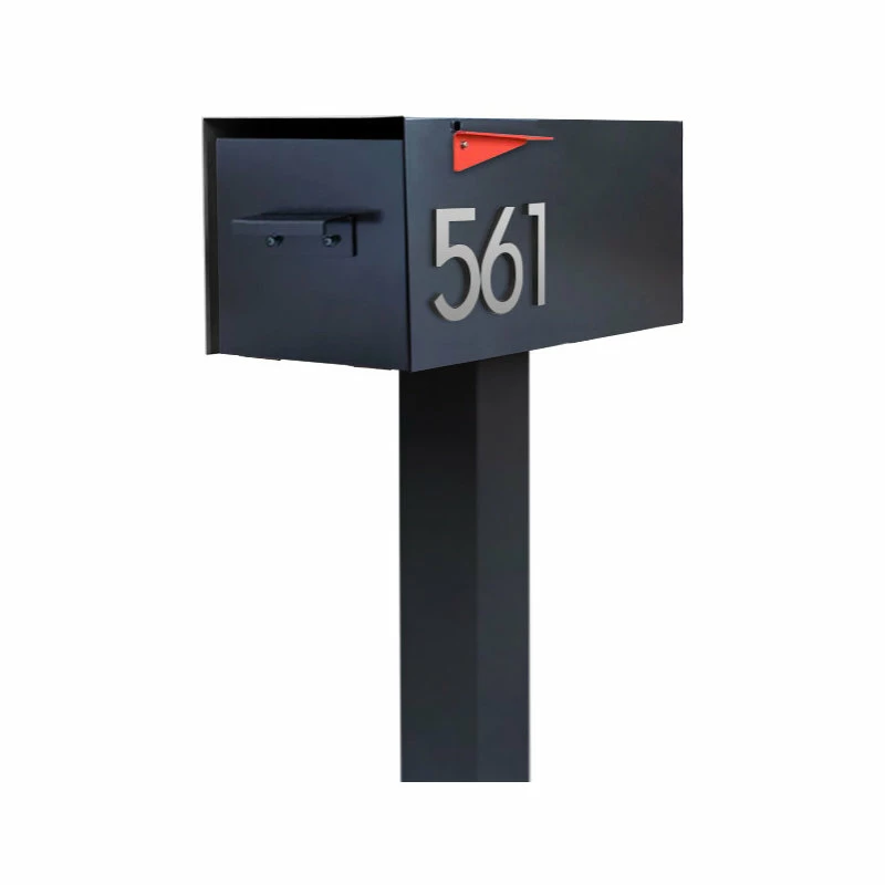 Modern Aspect Malone Post-Mounted Mailbox Optional Pole, Black, With Numbers - Image 2