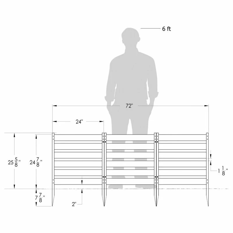 WamBam Fence Inc. No-Dig Charcoal WoodTek Vinyl Maui Garden Fence Kit (3 Panels) - Image 9